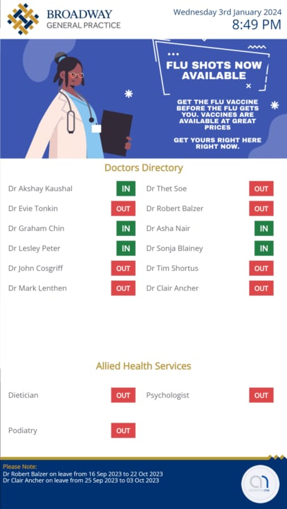 Medical Practice Doctors Directory Screen