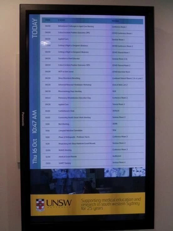 University Hospital Daily Schedule Display